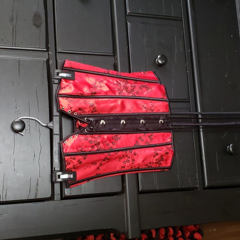 Red and Black floral corset top ❤